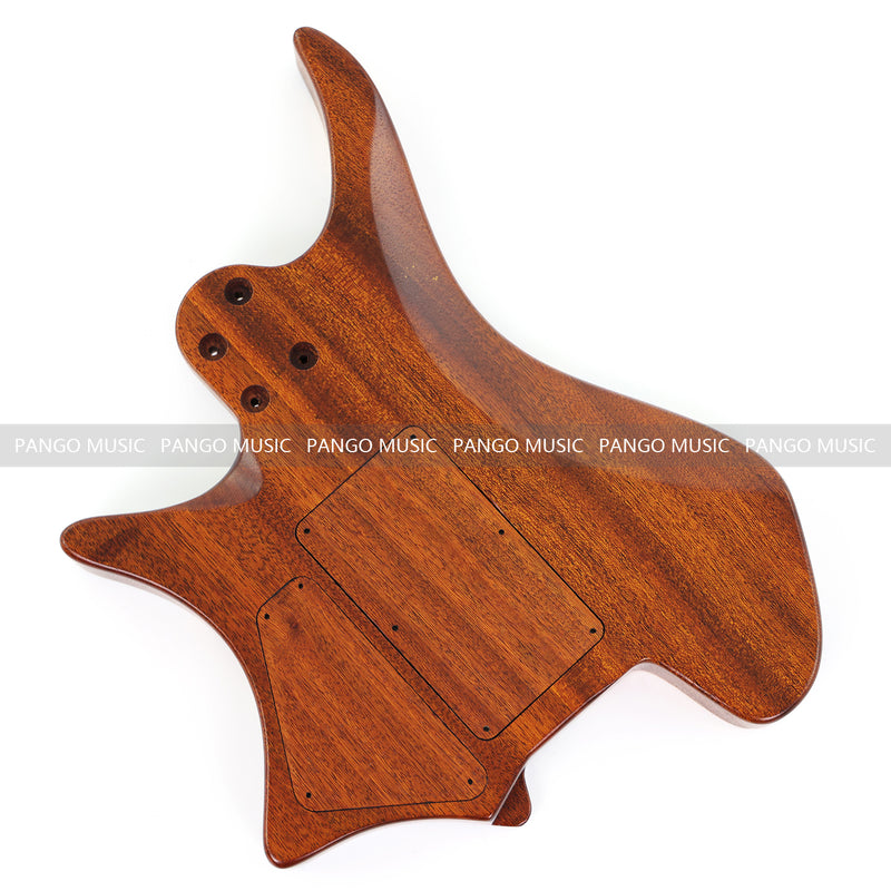 One-of-a-Kind Burl Wood Veneer Epoxy Resin Headless Electric Guitar Body (HBE-003)