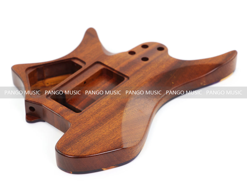 One-of-a-Kind Burl Wood Veneer Epoxy Resin Headless Electric Guitar Body (HBE-003)