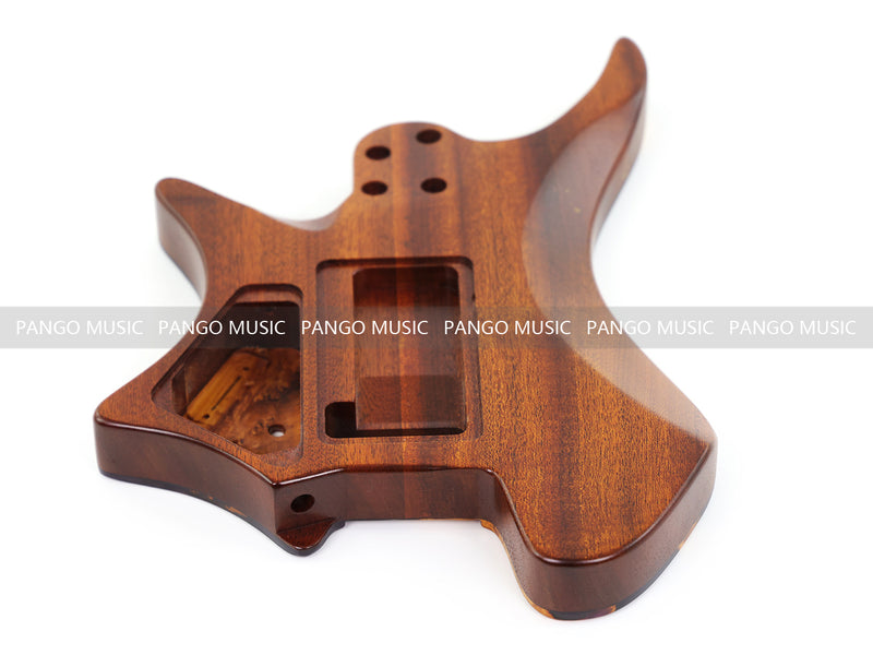 One-of-a-Kind Burl Wood Veneer Epoxy Resin Headless Electric Guitar Body (HBE-003)