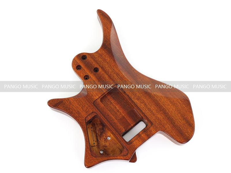 One-of-a-Kind Burl Wood Veneer Epoxy Resin Headless Electric Guitar Body (HBE-003)