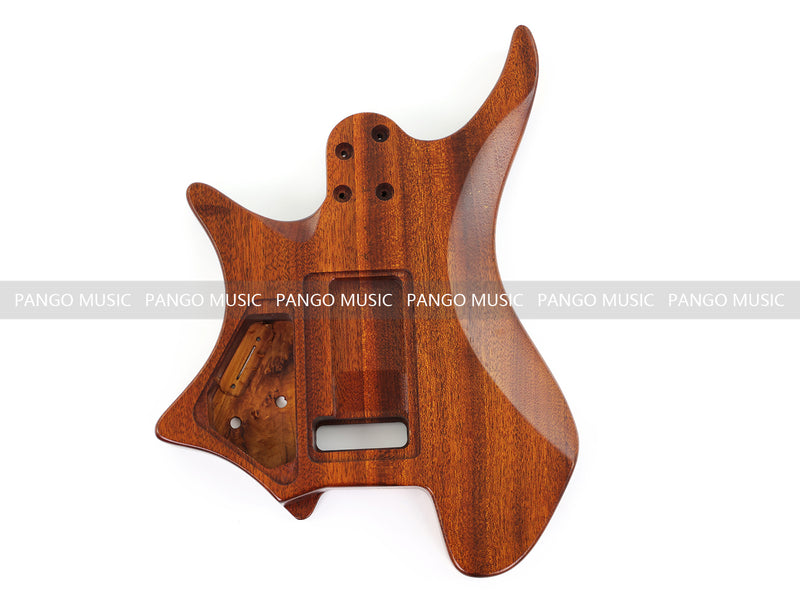 One-of-a-Kind Burl Wood Veneer Epoxy Resin Headless Electric Guitar Body (HBE-003)