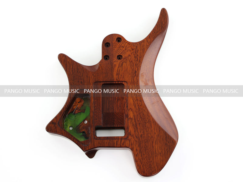 One-of-a-Kind Burl Wood Veneer Epoxy Resin Headless Electric Guitar Body (HBE-005)