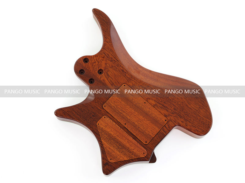 One-of-a-Kind Burl Wood Veneer Epoxy Resin Headless Electric Guitar Body (HBE-005)