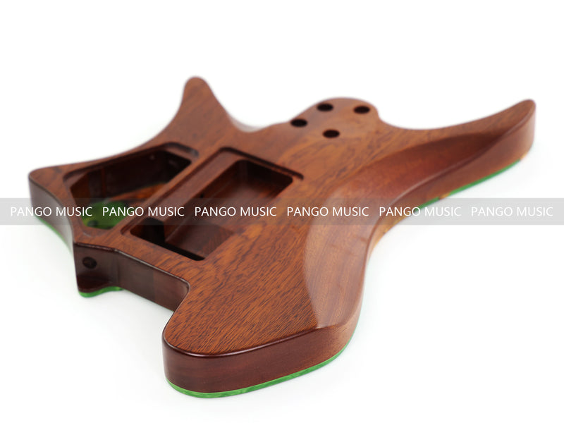 One-of-a-Kind Burl Wood Veneer Epoxy Resin Headless Electric Guitar Body (HBE-005)