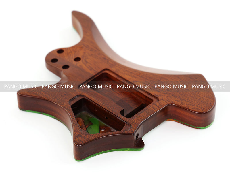 One-of-a-Kind Burl Wood Veneer Epoxy Resin Headless Electric Guitar Body (HBE-005)