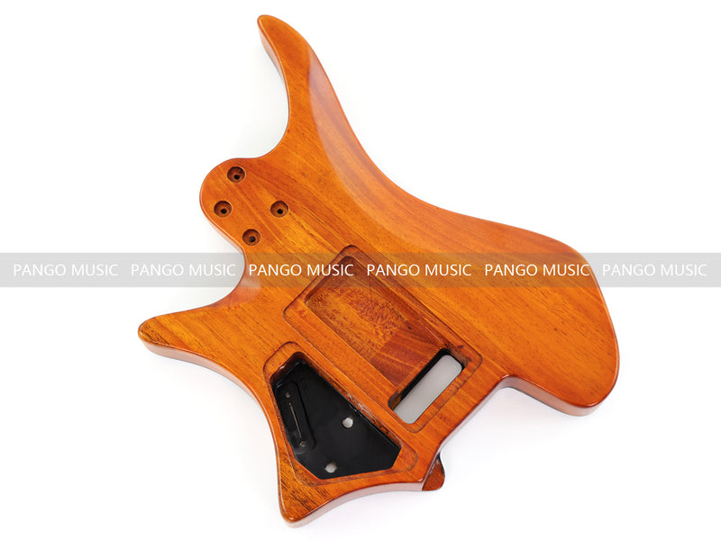 One-of-a-Kind Burl Wood Veneer Epoxy Resin Headless Electric Guitar Body (HBE-007)