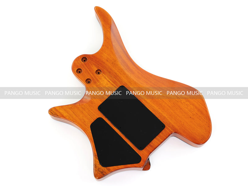 One-of-a-Kind Burl Wood Veneer Epoxy Resin Headless Electric Guitar Body (HBE-007)