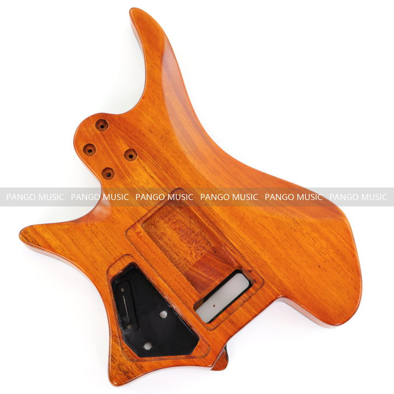 One-of-a-Kind Burl Wood Veneer Epoxy Resin Headless Electric Guitar Body (HBE-007)
