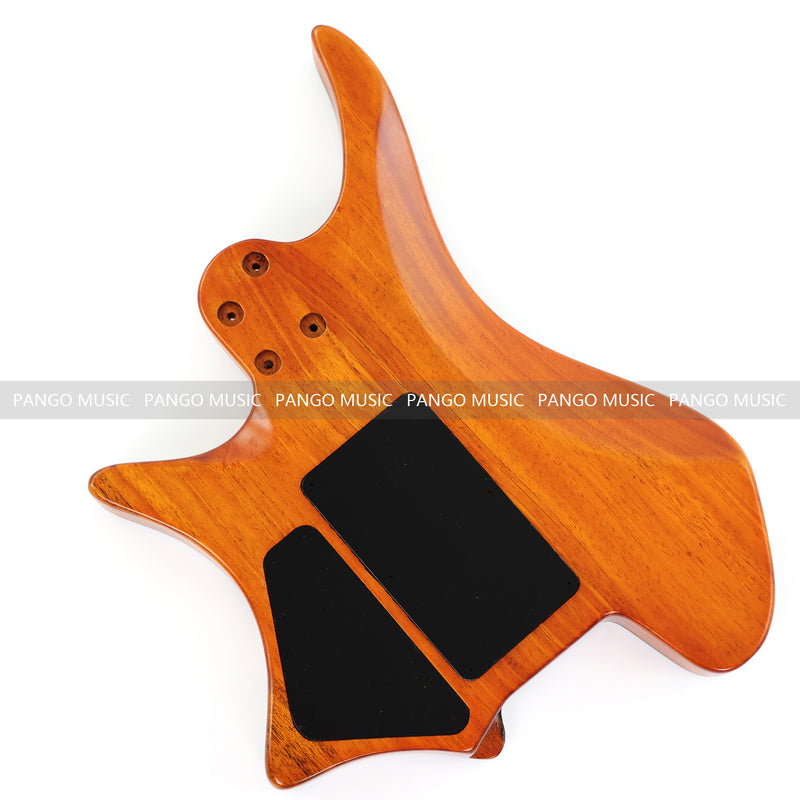 One-of-a-Kind Burl Wood Veneer Epoxy Resin Headless Electric Guitar Body (HBE-007)
