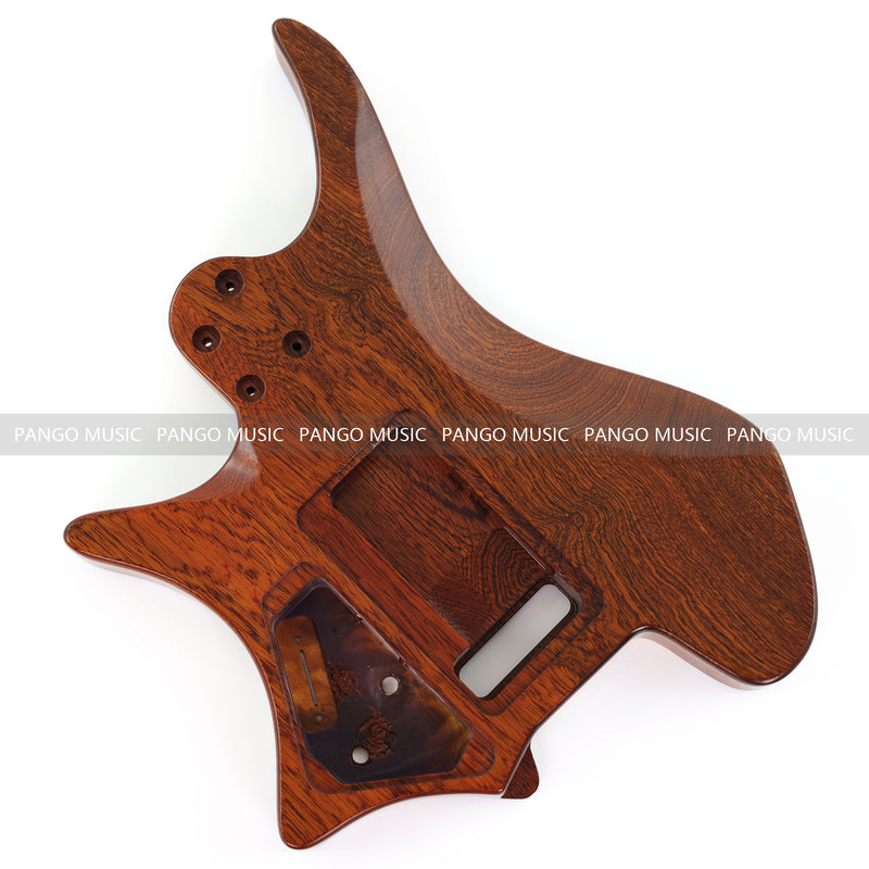 One-of-a-Kind Burl Wood Veneer Epoxy Resin Headless Electric Guitar Body (HBE-008)