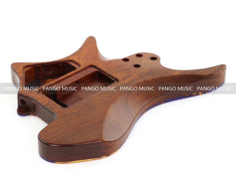 One-of-a-Kind Burl Wood Veneer Epoxy Resin Headless Electric Guitar Body (HBE-008)