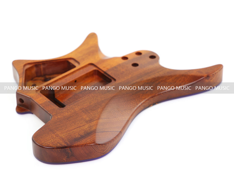 One-of-a-Kind Burl Wood Veneer Epoxy Resin Headless Electric Guitar Body (HBE-009)