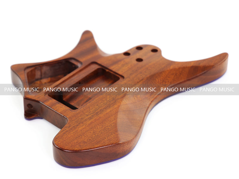 One-of-a-Kind Burl Wood Veneer Epoxy Resin Headless Electric Guitar Body (HBE-010)