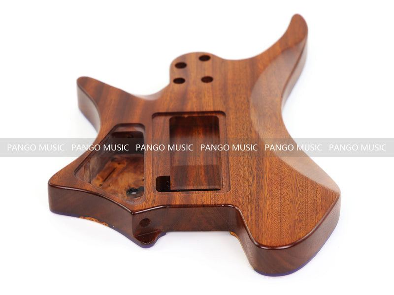 One-of-a-Kind Burl Wood Veneer Epoxy Resin Headless Electric Guitar Body (HBE-010)