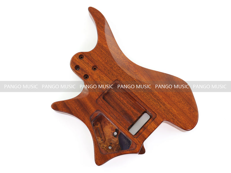 One-of-a-Kind Burl Wood Veneer Epoxy Resin Headless Electric Guitar Body (HBE-010)