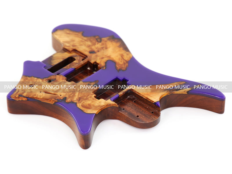 One-of-a-Kind Burl Wood Veneer Epoxy Resin Headless Electric Guitar Body (HBE-010)