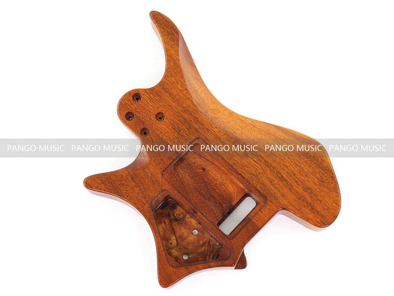 One-of-a-Kind Burl Wood Veneer Epoxy Resin Headless Electric Guitar Body (HBE-011)