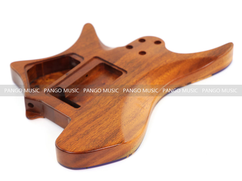 One-of-a-Kind Burl Wood Veneer Epoxy Resin Headless Electric Guitar Body (HBE-011)