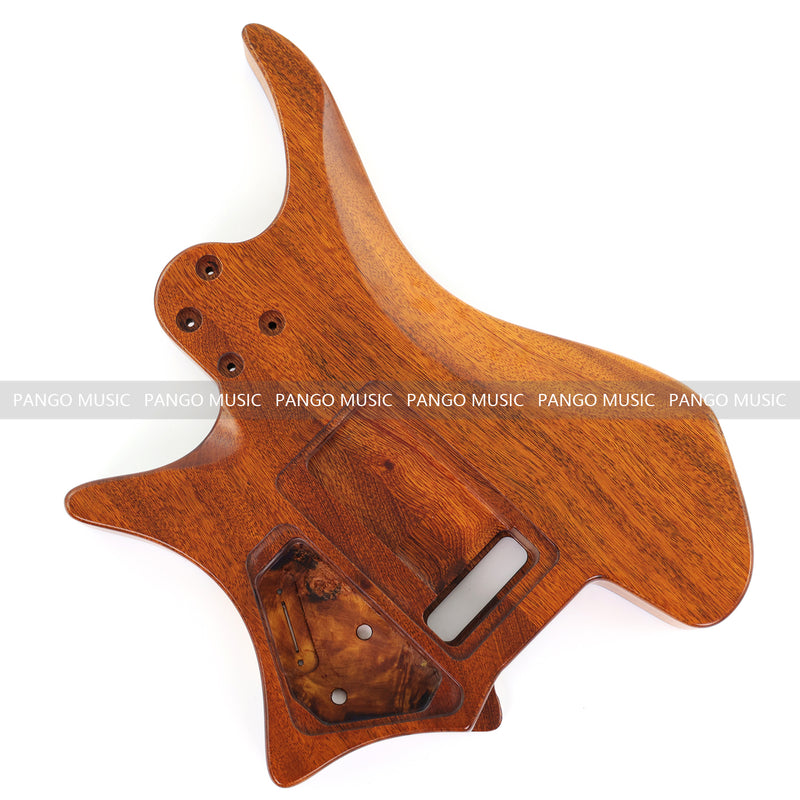 One-of-a-Kind Burl Wood Veneer Epoxy Resin Headless Electric Guitar Body (HBE-011)