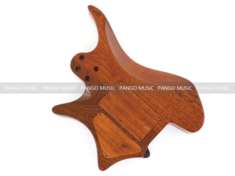 One-of-a-Kind Burl Wood Veneer Epoxy Resin Headless Electric Guitar Body (HBE-012)