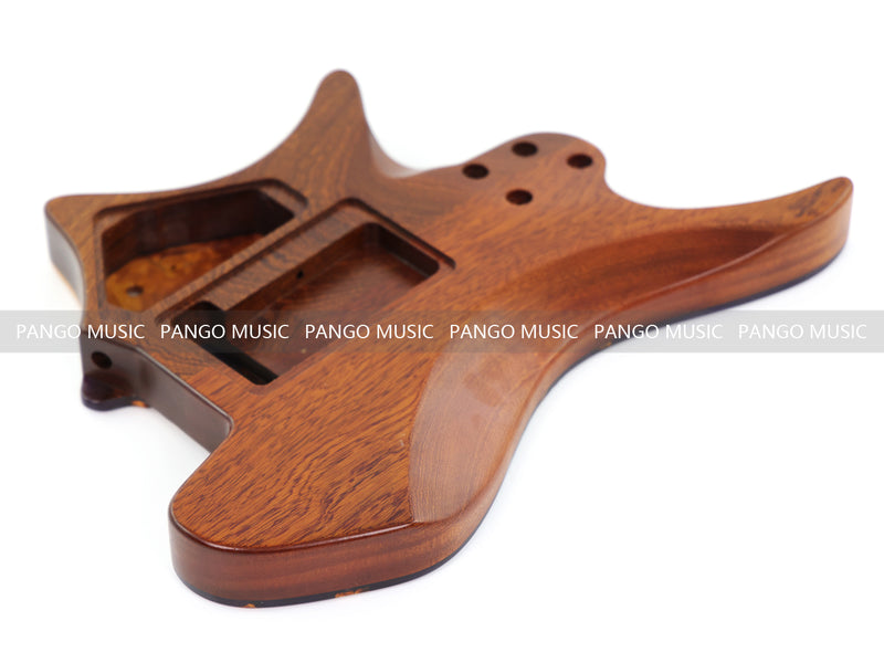 One-of-a-Kind Burl Wood Veneer Epoxy Resin Headless Electric Guitar Body (HBE-012)