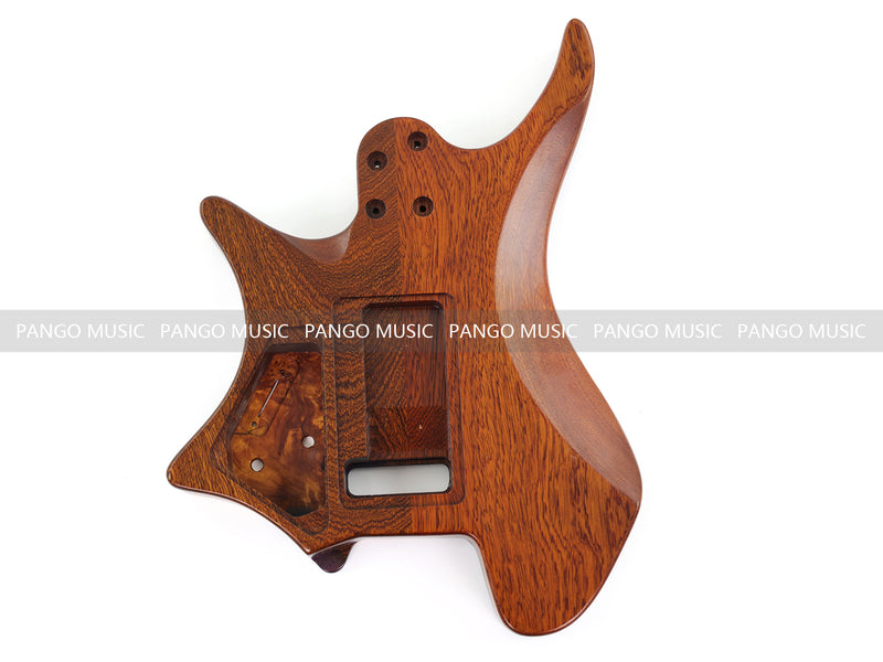 One-of-a-Kind Burl Wood Veneer Epoxy Resin Headless Electric Guitar Body (HBE-012)
