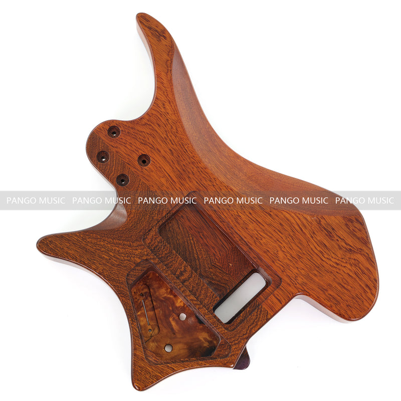 One-of-a-Kind Burl Wood Veneer Epoxy Resin Headless Electric Guitar Body (HBE-012)