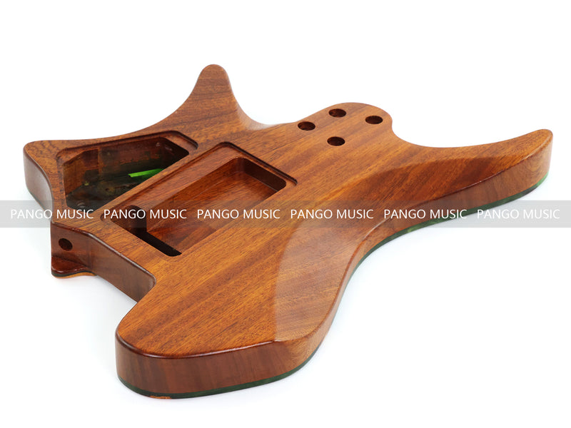 One-of-a-Kind Burl Wood Veneer Epoxy Resin Headless Electric Guitar Body (HBE-013)