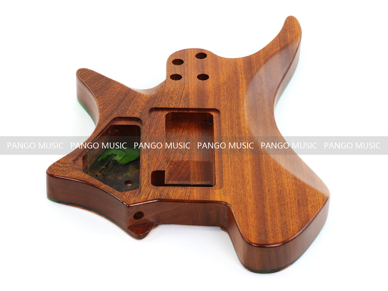 One-of-a-Kind Burl Wood Veneer Epoxy Resin Headless Electric Guitar Body (HBE-013)