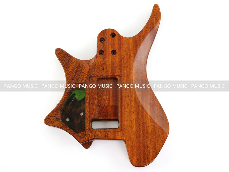 One-of-a-Kind Burl Wood Veneer Epoxy Resin Headless Electric Guitar Body (HBE-013)