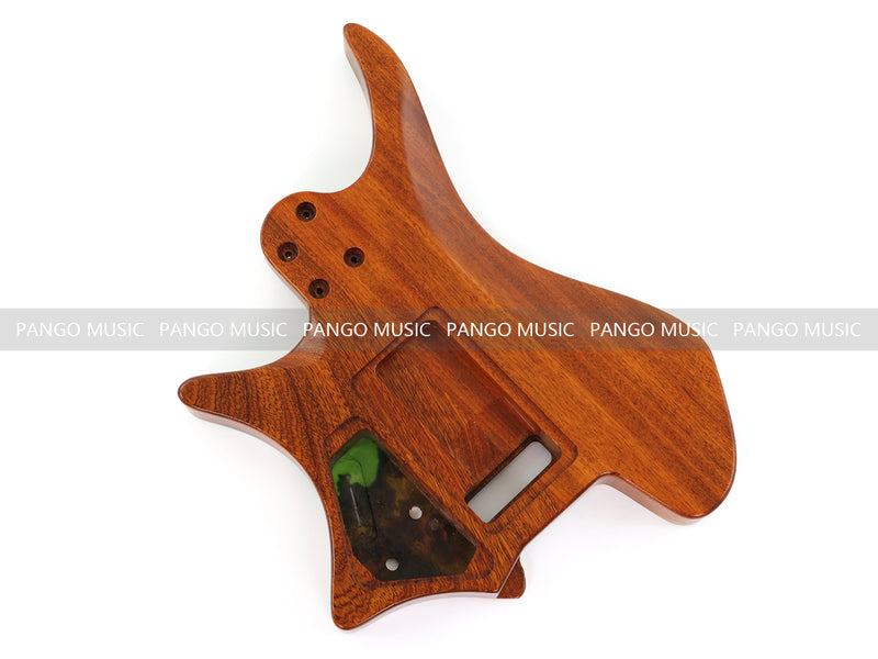 One-of-a-Kind Burl Wood Veneer Epoxy Resin Headless Electric Guitar Body (HBE-013)