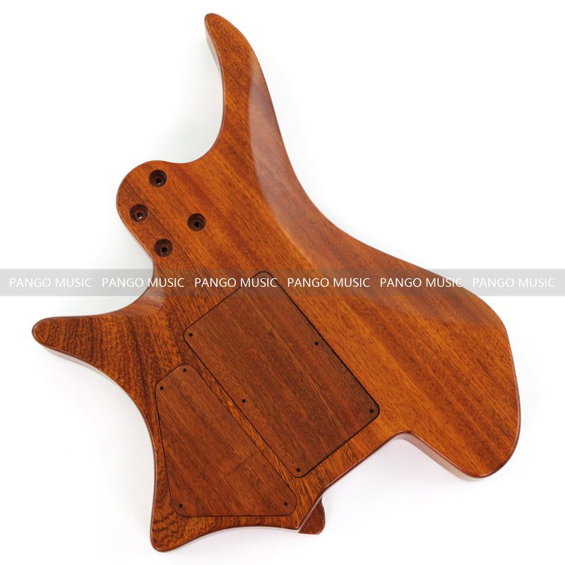 One-of-a-Kind Burl Wood Veneer Epoxy Resin Headless Electric Guitar Body (HBE-013)