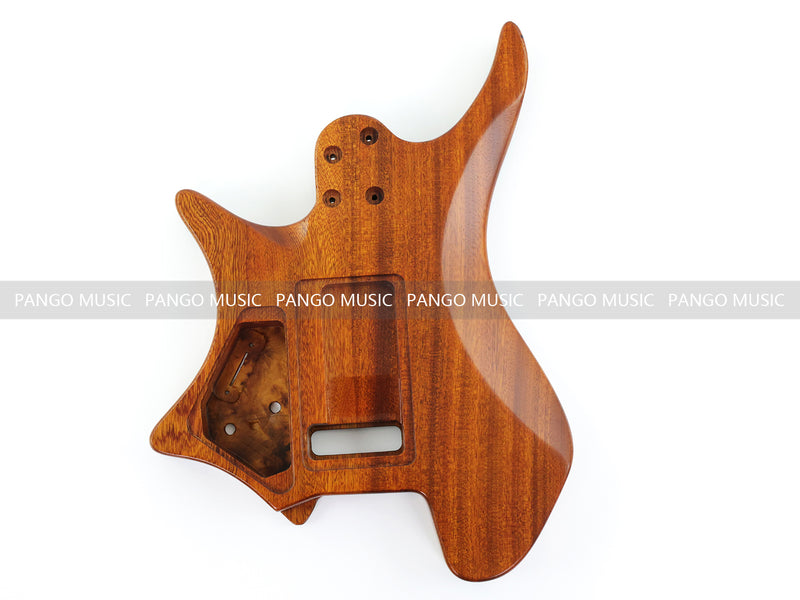 One-of-a-Kind Burl Wood Veneer Epoxy Resin Headless Electric Guitar Body (HBE-014)