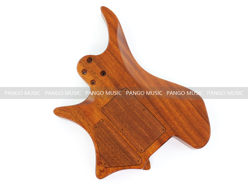 One-of-a-Kind Burl Wood Veneer Epoxy Resin Headless Electric Guitar Body (HBE-014)