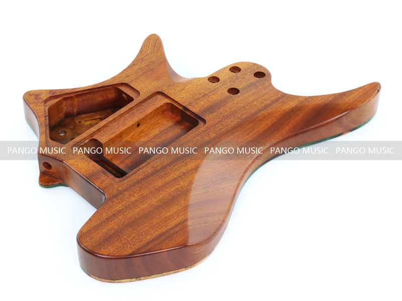 One-of-a-Kind Burl Wood Veneer Epoxy Resin Headless Electric Guitar Body (HBE-014)