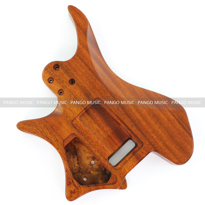 One-of-a-Kind Burl Wood Veneer Epoxy Resin Headless Electric Guitar Body (HBE-014)