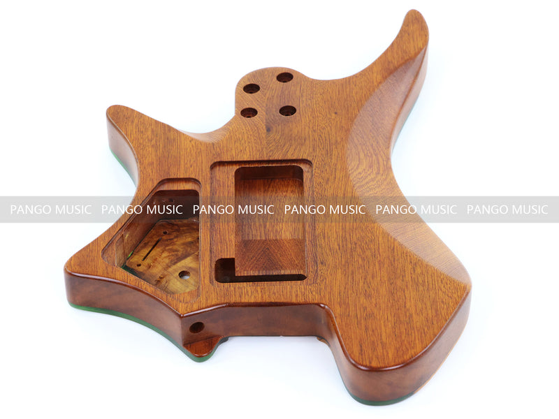 One-of-a-Kind Burl Wood Veneer Epoxy Resin Headless Electric Guitar Body (HBE-015)