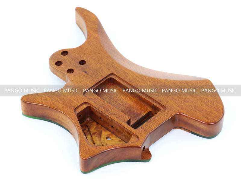 One-of-a-Kind Burl Wood Veneer Epoxy Resin Headless Electric Guitar Body (HBE-015)