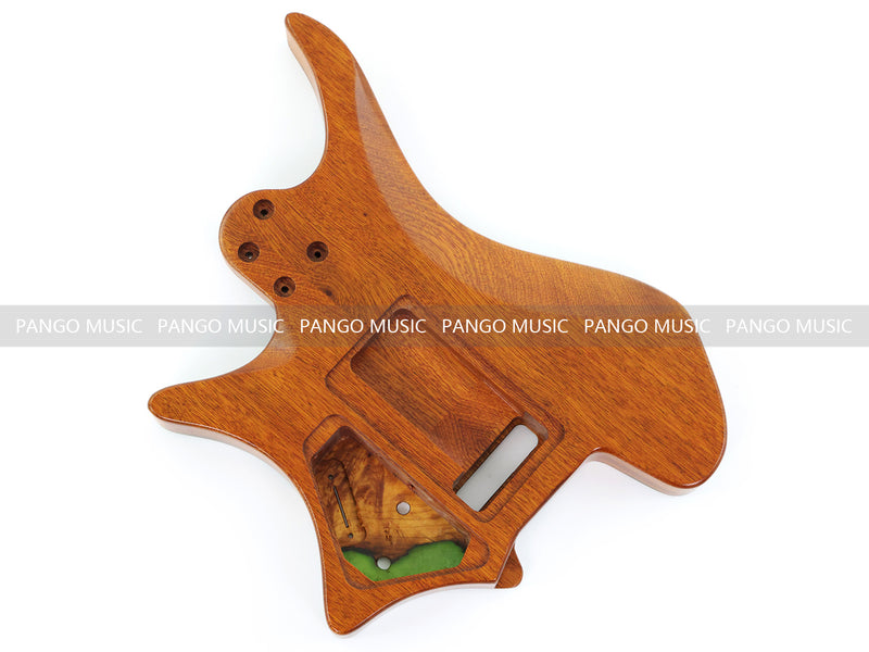 One-of-a-Kind Burl Wood Veneer Epoxy Resin Headless Electric Guitar Body (HBE-015)