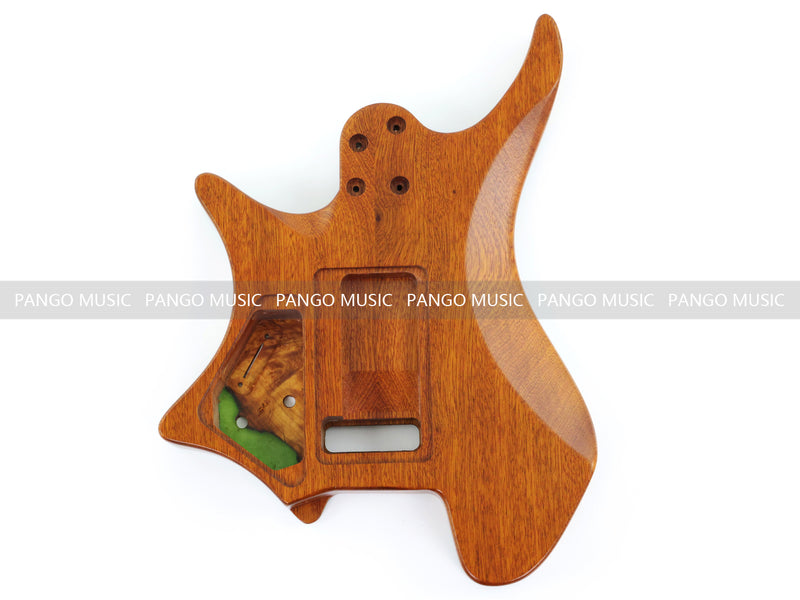 One-of-a-Kind Burl Wood Veneer Epoxy Resin Headless Electric Guitar Body (HBE-015)