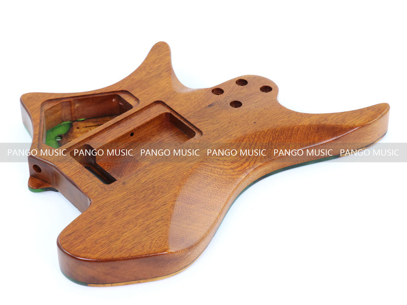 One-of-a-Kind Burl Wood Veneer Epoxy Resin Headless Electric Guitar Body (HBE-015)
