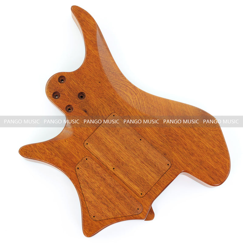 One-of-a-Kind Burl Wood Veneer Epoxy Resin Headless Electric Guitar Body (HBE-015)
