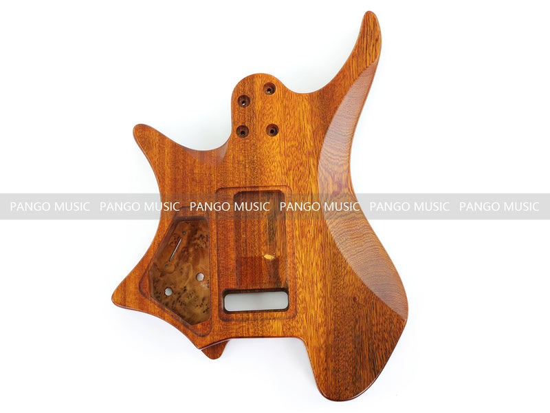 One-of-a-Kind Burl Wood Veneer Epoxy Resin Headless Electric Guitar Body (HBE-016)