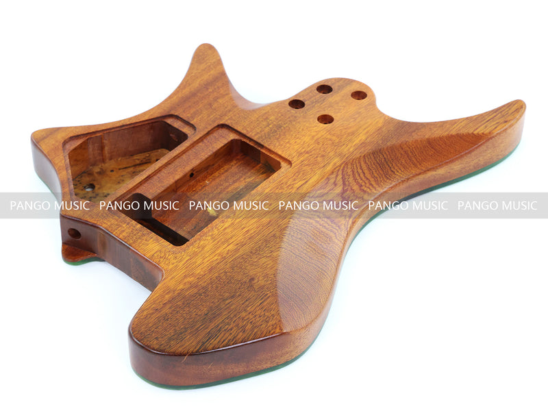 One-of-a-Kind Burl Wood Veneer Epoxy Resin Headless Electric Guitar Body (HBE-016)