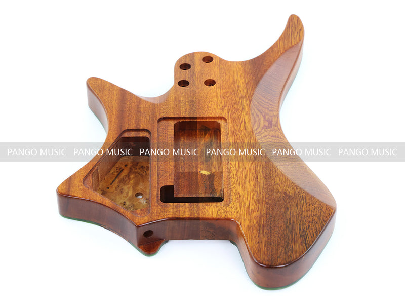 One-of-a-Kind Burl Wood Veneer Epoxy Resin Headless Electric Guitar Body (HBE-016)