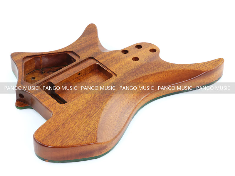 One-of-a-Kind Burl Wood Veneer Epoxy Resin Headless Electric Guitar Body (HBE-017)