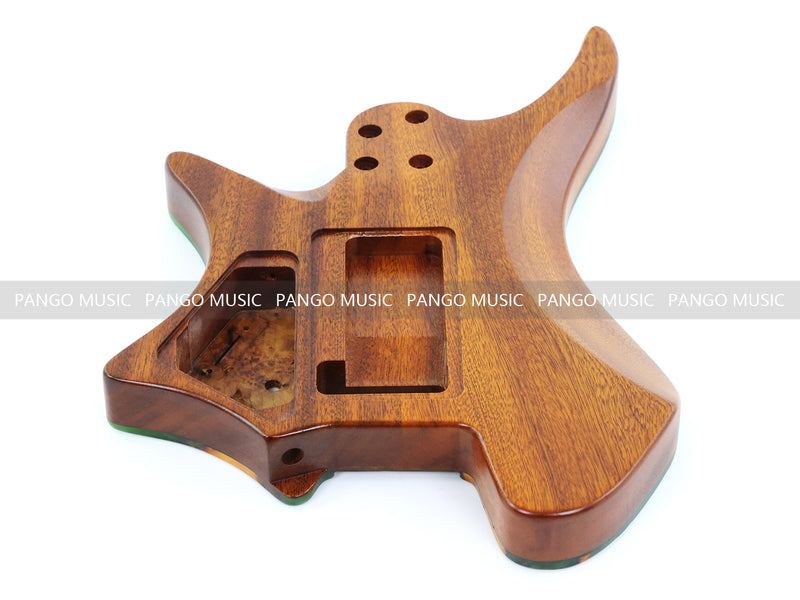 One-of-a-Kind Burl Wood Veneer Epoxy Resin Headless Electric Guitar Body (HBE-017)