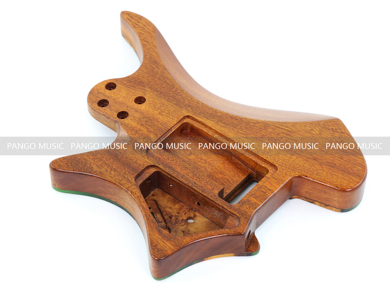 One-of-a-Kind Burl Wood Veneer Epoxy Resin Headless Electric Guitar Body (HBE-017)