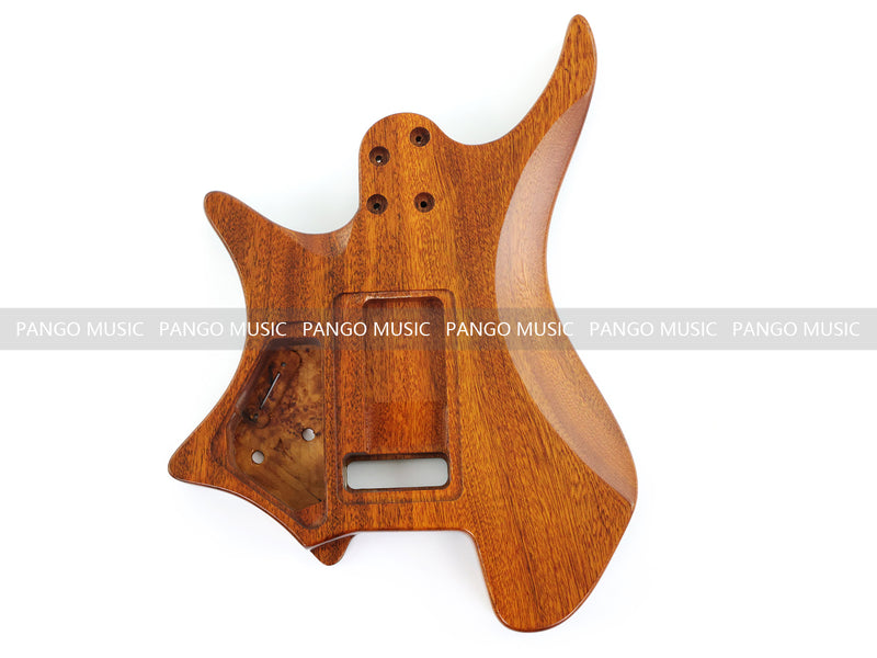 One-of-a-Kind Burl Wood Veneer Epoxy Resin Headless Electric Guitar Body (HBE-017)