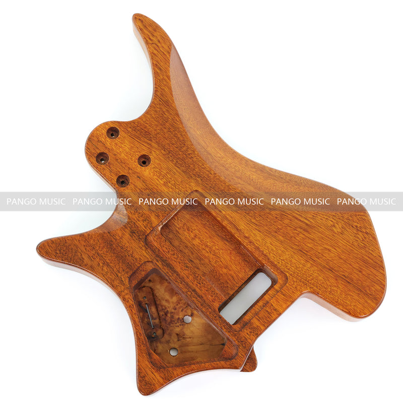 One-of-a-Kind Burl Wood Veneer Epoxy Resin Headless Electric Guitar Body (HBE-017)